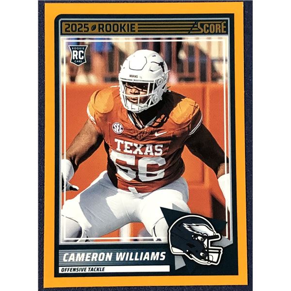 2025 SCORE NFL FOOTBALL ORANGE VARIATION CAM WILLIAMS ROOKIE CARD