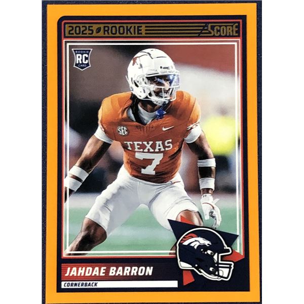 2025 SCORE NFL FOOTBALL ORANGE VARIATION JAHDAE BARRON ROOKIE CARD