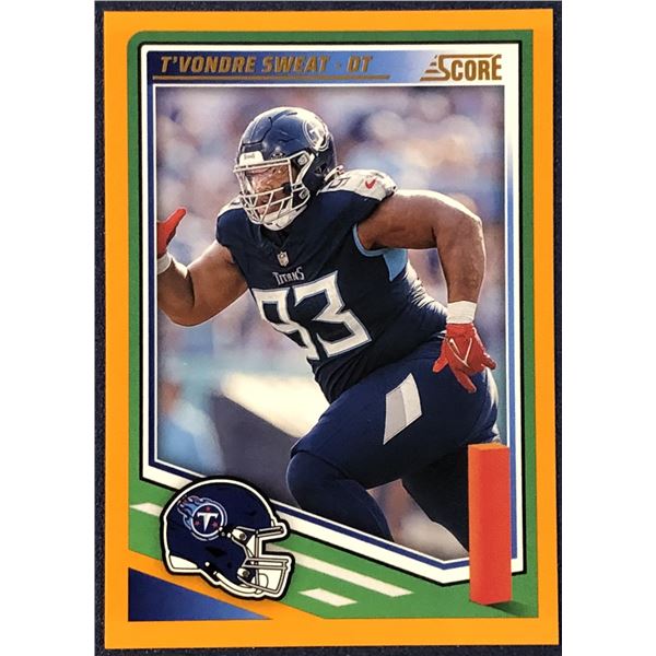 2025 SCORE NFL FOOTBALL ORANGE VARIATION T'VONDRE SWEAT ROOKIE CARD