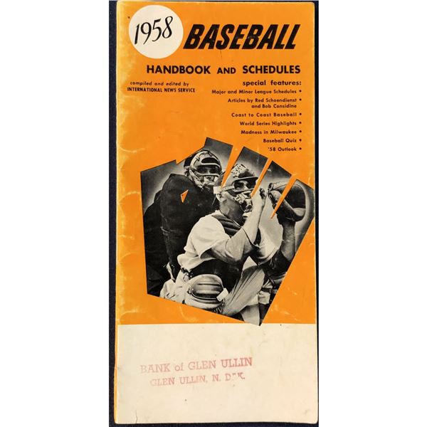 1958 MLB HANDBOOK & SCHEDULE
