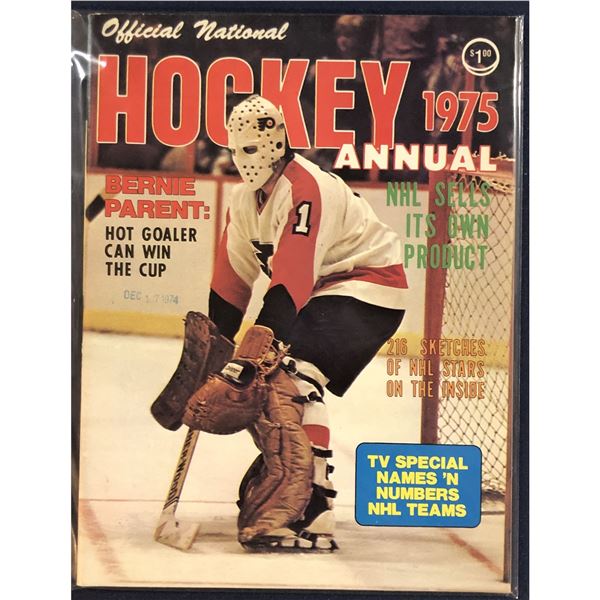 1975 HOCKEY ANNUAL - BERNIE PARENT (HOF) COVER