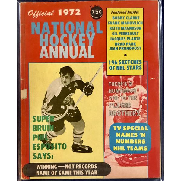 1972 HOCKEY ANNUAL - PHIL ESPOSITO (HOF) COVER