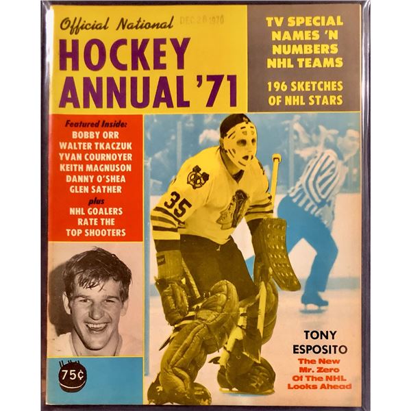 1971 HOCKEY ANNUAL - TONY ESPOSITO (HOF) COVER