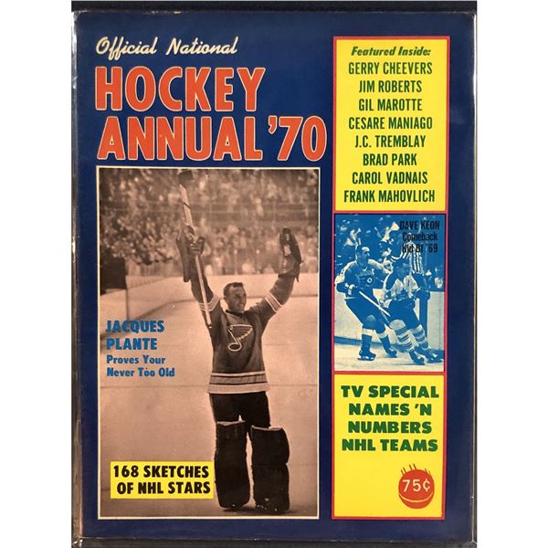 1970 HOCKEY ANNUAL - JACQUES PLANTE (HOF) COVER
