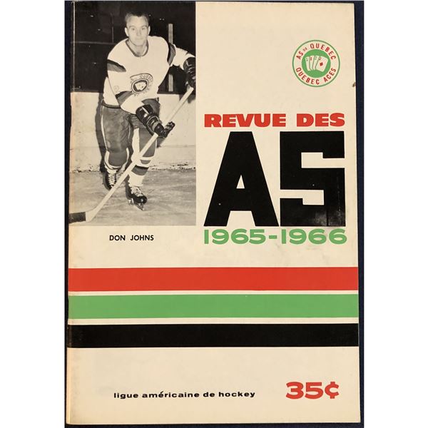 1965-66 AHL GAME PROGRAM - BUFFALO BISONS @ QUEBEC ACES