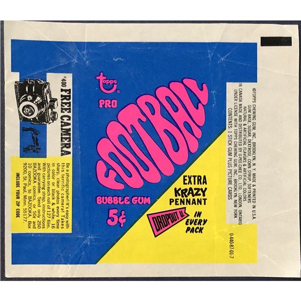 1967 TOPPS NFL WRAPPER