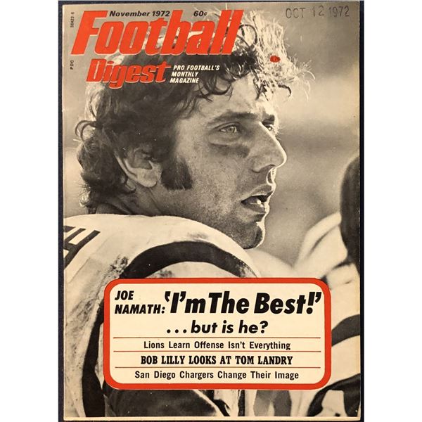 FOOTBALL DIGEST NOVEMBER 1972 - JOE NAMATH (HOF)