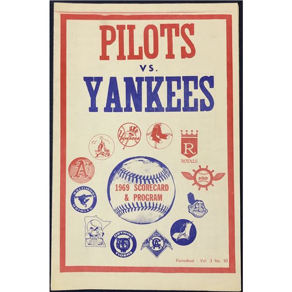 1969 PROGRAM - SEATTLE PILOTS @ NEW YORK YANKEES