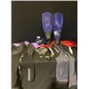 Image 1 : Diving/swimming equipment lot including snorkel, flippers, wet suit women's size 7/8, wet suit men's