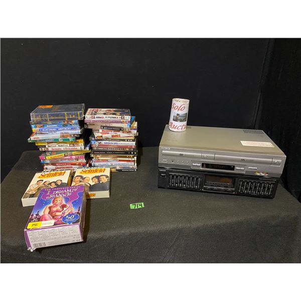 Sony DVD/VHS combo player and Nikkoequalizer with 20+ movie DVDs - not tested