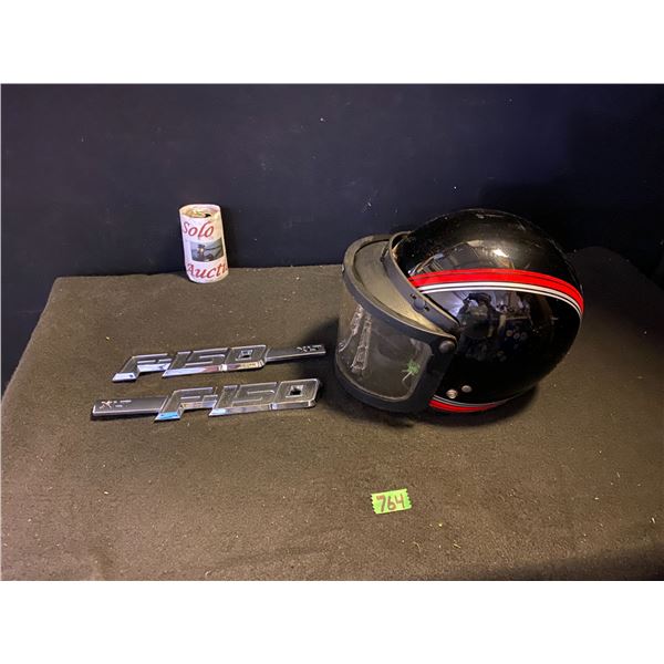 Welding helmet and Ford truck emblems