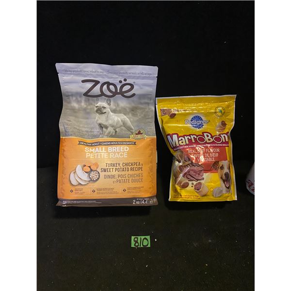Zoe small breed dog food and Pedigree beef flavoured dog treats