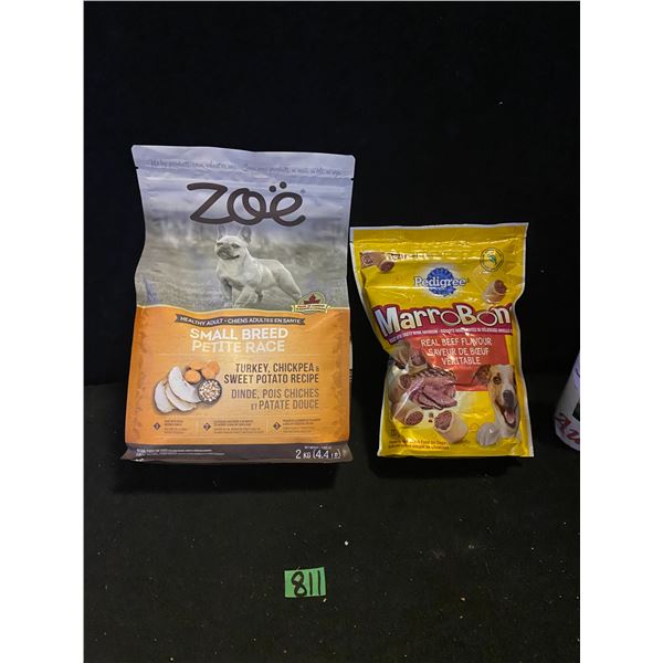Zoe small breed dog food and Pedigree beef flavoured dog treats