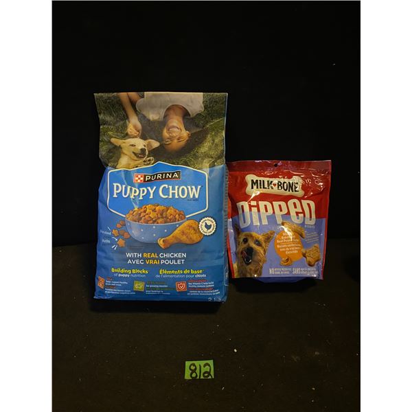Purina Puppy Chow and Milk Bone dog treats