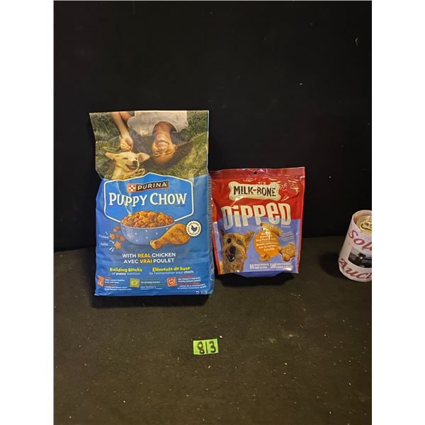 Purina Puppy Chow and Milk Bone dog treats