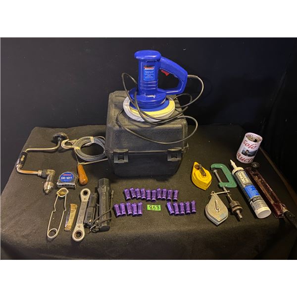 Large lot of hand tools and electric polishing tool