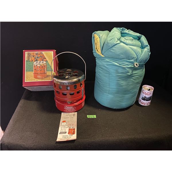 Propane heater and sleeping bag