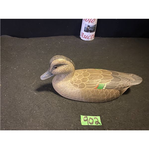 Duck decoy signed by Green Wing Teal by The Nickersons Ercell & Vivian Bridgetown NS 1986 (wood)