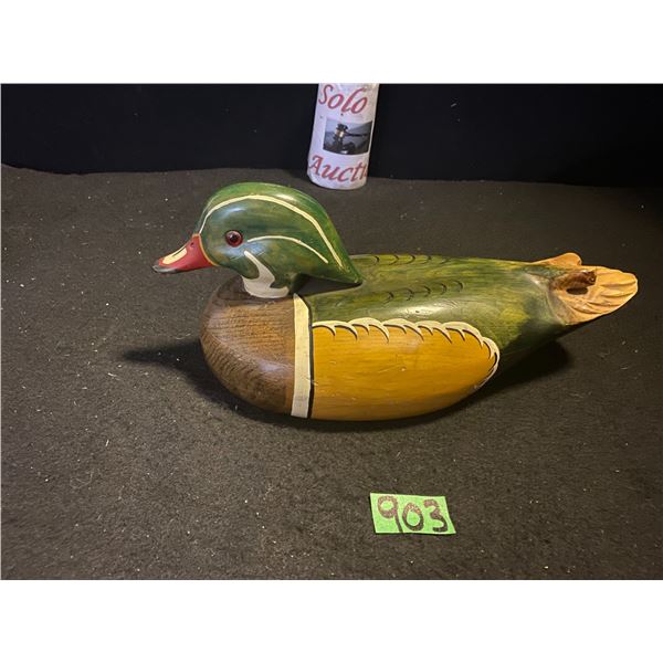 Duck decoy signed by Wildlife interior Carvings David Houle (wood)