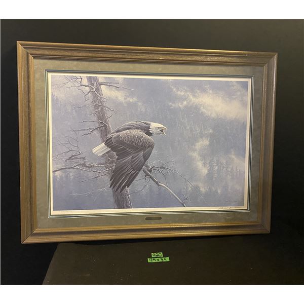Robert Bateman 1989 Eagle print, framed signed, numbered art, 19,782/42,558, 44" x 34" - NO GLASS, M
