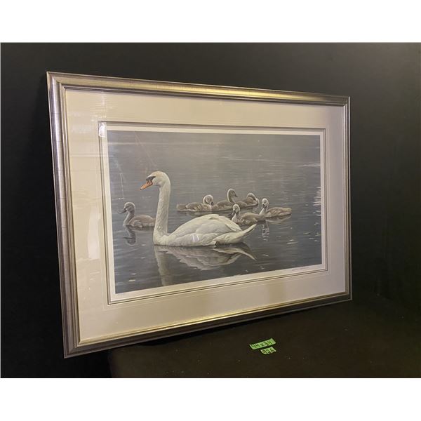 Robert Bateman, "Swans" numbered and signed 945/950, framed 44"x 34"