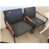 Image 1 : Qty 2 Metal Stationary Armchairs w/ Upholstered Seats & Backs 26" x 20" x 28"H