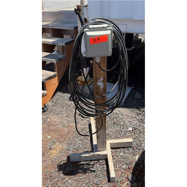 Outdoor Weatherproof Electrical Outlet Box on Wooden Post w/ Cord 48"H