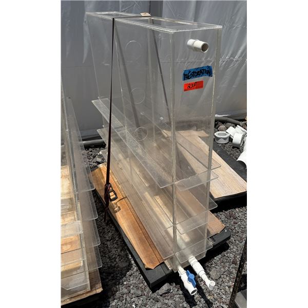 Enclosed Clear Tank w/ Open Top & Piping 48" x 8" x 50"H