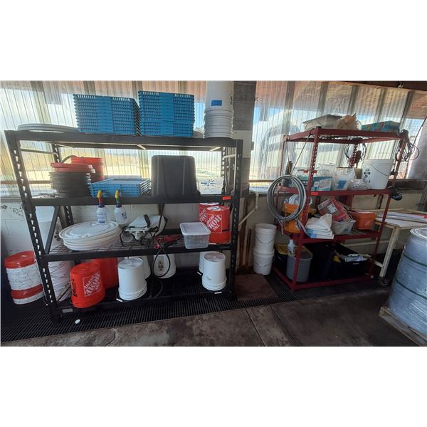 Qty 2 Metal Warehouse Shelving Units Misc Sizes (contents not included)