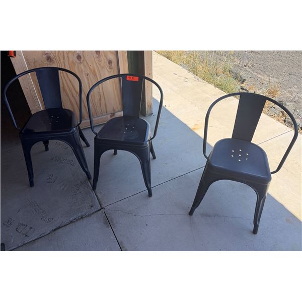 Qty 3 Black Metal Chairs 14" x 14"