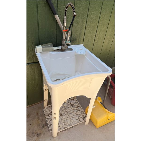 White Plastic Utility Sink 24" x 24" x 36"H (14" basin depth)