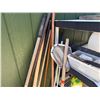 Image 7 : Multiple Landscape Tools: Rakes, Shovels, etc w/ Plastic Shelf, Bottles & Cooler