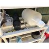 Image 9 : Multiple Landscape Tools: Rakes, Shovels, etc w/ Plastic Shelf, Bottles & Cooler
