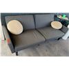 Image 1 : Gray 2-Seat Sofa w/ 2 Throw Pillows 83" x 31" x 22"H (sofa has loose arms)
