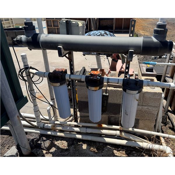 Multi-Stage Water Filtration System w/ 3 Pentair Big Blue Filter Housings