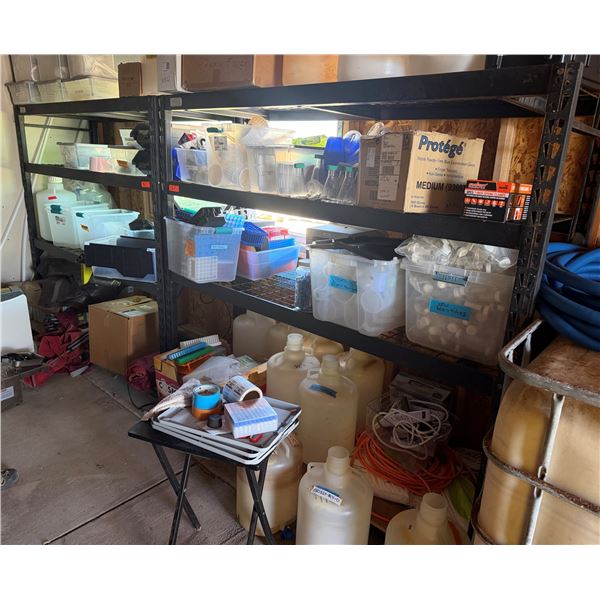 Qty 2 Black Metal Shelving Units 74" x 24" x 72"H (contents not included)