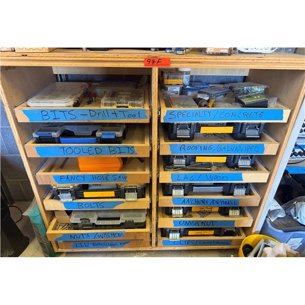 Contents of Shelf: Bits, Bolts, Hardware, Anchors, Unistruts, etc (shelf not included)