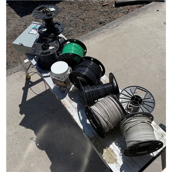 Multiple Spools Electrical Wire & Insulated Cable, Misc Sizes, Siemens Enclosed Switch, etc