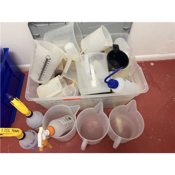Plastic Labware: Multiple measuring Cups, Funnels, Spray Bottles, Dispensing Bottles, etc Misc Sizes