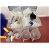 Image 1 : Plastic Labware: Multiple measuring Cups, Funnels, Spray Bottles, Dispensing Bottles, etc Misc Sizes