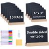 Image 1 : 10-Pack Reusable Mini Chalkboard Signs with Easel Stand; Double-Sided Message Board Signs - New