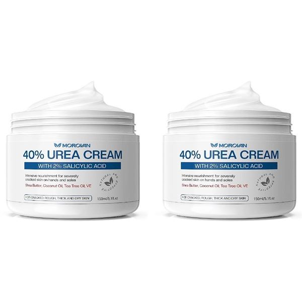 2 Boxes of Morovan 40% Urea Creams w/ 2% Salicylic Acid - Intense Moisturizing for Cracked Skin; New