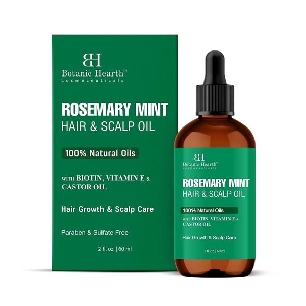 2 Boxes Botanic Hearth Rosemary Mint Hair & Scalp Oils (60ml) Hair Growth & Scalp Care - New
