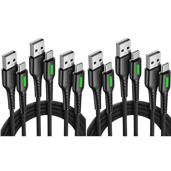 Lot of 2 3-Packs INIU USB-C Nylon Braided Charging Cables (USB-C to USB-A Charging Cords) New