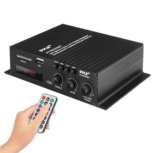 PYLE MiniBlue PFA220BT Bluetooth Compact Power Amplifier - New/Open Box