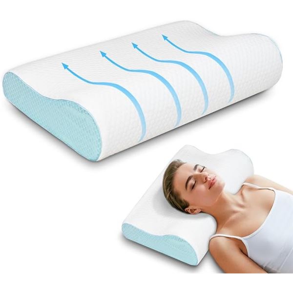 Memory Foam Neck Pillow/Contour Ergonomic Orthopedic Pillow for Neck Pain Relief - New Sealed
