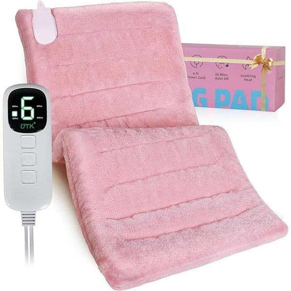 UTK Electric Heating Pad (12" x 24") For Body Pain Relief; 6 Temp Settings (Pink) - New Sealed!