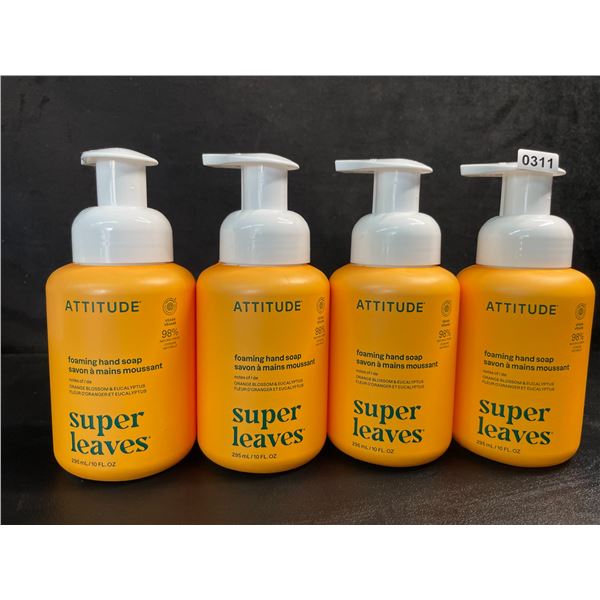 Lot of 4 ATTITUDE Super Leaves Foaming Hand Soaps (295ml) Orange Blossom & Eucalyptus - New