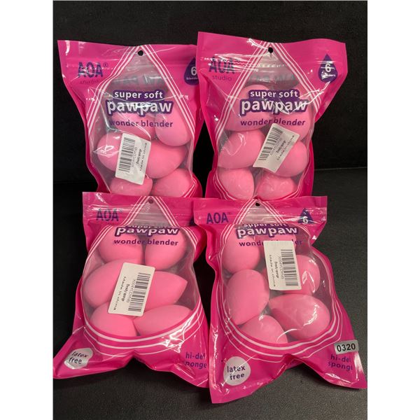 4 Packs (6PCS each) Super Soft Makeup Wonder Blenders/Beauty Cosmetic Blenders (Pink) - New