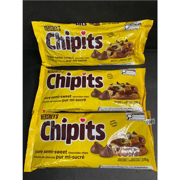 3 Bags of Hershey's Chipits (270g) Pure Semi-Sweet Chocolate Chips - New Sealed